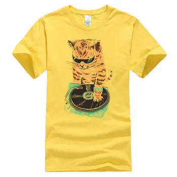 DJ Jazz Nič Master Mačka Moška T-Shirt Jeseni, Pozimi Camisa Vrhovi T Shirt Debelo Tiskanja Posadke Vratu Tshirts EU, ZDA Svoboden Tshirt