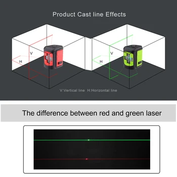 Navzkrižno linijski Laser Rdeča Zelena Laserskega Žarka 2 Linijo, Horizontalni in Vertikalni IP54 Nepremočljiva Laser Leveler Nosilec