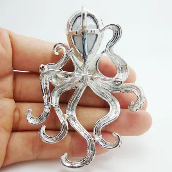Zelo Elegantno Hobotnica Jasno Nosorogovo Kristalno posrebrene Broška Zatiči Obesek Edinstvena Darila za dekle