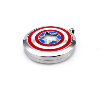 Kapitan Amerika Logo iz Nerjavečega Jekla, Eterična Olja Difuzor Locket z Emajl Aromo Locket z Blazine
