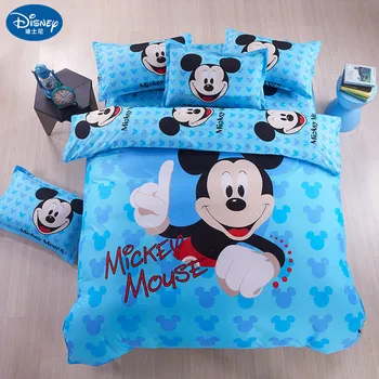 Disney Rumena Mickey mouse Posteljnina Nabor Rjuhe Kritje prevleke Božična Darila za Odrasle Otroke posteljo nastavite Eno Kraljica Kralj velikost