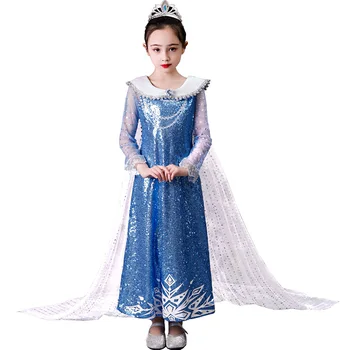 Novo Elza 2 Obleko Dekle Snow Queen Kostum Vlogo Igrajo Ana Princesa Pustna Tiste Halje Vestido Otroci Stranka, Cosplay Kraljica