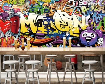 Beibehang ozadje po Meri 3d zidana moda črke grafiti bar KTV ozadju stene dnevna soba, spalnica ozadje papier peint