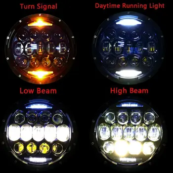 2PCS 7Inch 130W Krog LED Žarometi z Visoko Nizko Žarka DRL Amber Vključite Signal za Jeep Wrangler Lada Field za Nissan Patrol Y60