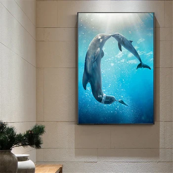 Ocean Delfinov, Plakati Estetske Seascape Sončnem Zahodu Pokrajina Platno Stensko Slikarstvo Umetnost Plakatov In Fotografij Spalnici Otroški Sobi