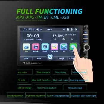 7 Palčni Avto Radio Bluetooth Stereo Avto Mp5 Predvajalnik, Zaslon na Dotik Podpora FM, USB TF Igralec Pomaga Parkiranje Zaslon Avtomobilska Elektronika