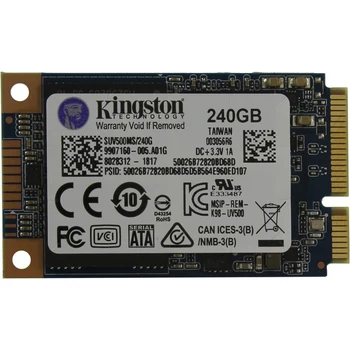 SSD Kingston UV500 SUV500MS / 240 G SSD, 240GB, mSATA (mini SATA), ki se glasi: 520 Mb / s, pisanje: 500 Mb / s, TLC 3D NAND, TRIM, AES 256-bit