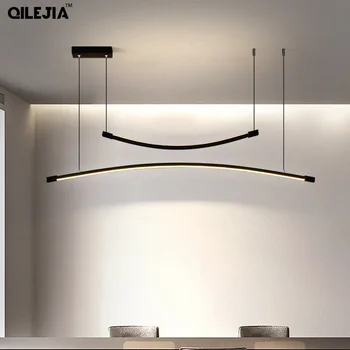 Nordijska lestenec, zlata/črna sodobno minimalistično LED trak bar ustvarjalne osebnosti umetnosti svetlobno razkošje desk minimalističen obesek svetlobe