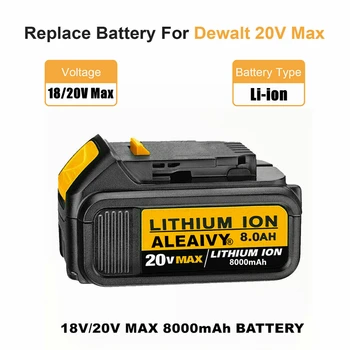 20v 18v Max XR Li ionska Baterija S Polnilnikom 18V 8.0 ah Max XR Baterije orodje Zamenjajte Izvirni Dewalt Baterije DCB184 DCB181 DCB