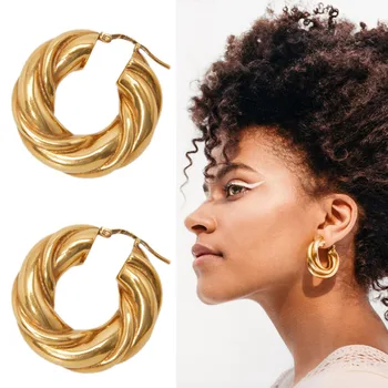 Podplat debele twist zlato hoop uhani za francoskem slogu klasičnih modni uhani 2020
