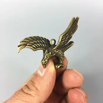 Starinsko Zbirateljske Medenina Handwork Flying Eagle Lepe Obesek Živali Kip Majhno Darilo