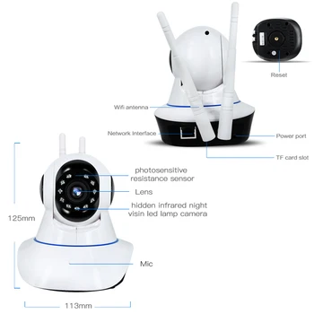 Brezžični 1080P Pan Nagib Omrežje Domače IP CCTV Kamere IR Nočno Vizijo WiFi Webcam dvosmerni Audio IR Cut Night Vision Baby Monitor