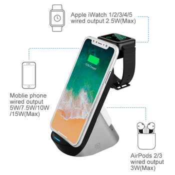 15W Tip-C Brezžični Wast Polnilnik Imetnik Hitro Polnjenje Stojalo QI 3 v 1 Dock Podporo Postaja za Samsung Watch Aktivno Galaxy Brsti