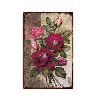 20x30cm Prilagodljiv Retro Cvet Sivke Rose Železa Slikarstvo Lepe Princesa Soba Okrasnih Kovinskih Umetnost Slikarstvo