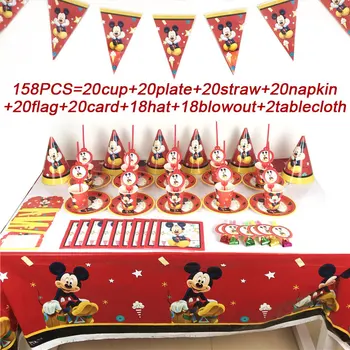 Božič Mickey Mouse Rojstni Dan Dobave Set Za Enkratno Uporabo Stranka Prtom Plošče Pokal Slamic Svate Banner Klobuki