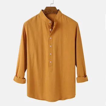 2020Cotton perilo dolg rokav srajco moški letnik moška majica priložnostne srajco moški pulover vrh