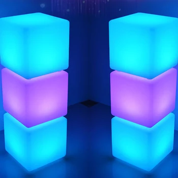 10 CM/15 CM/20 CM RGB LED Luči Kocka Sedež, Stol Nepremočljiva Polnilna LED Osvetlitev + Daljinski upravljalnik za Bar Doma Dekor #