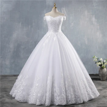 ZJ8171-F 2020 2021 Princesa Poročno Obleko Off Rami Applique Čipke Nevesta Obleke Poročne Obleke Plus Velikost