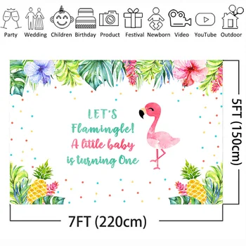 Mehofoto Flamingo En Rojstni Dan Fotografija Ozadje Baby Stranka Banner Ozadju Ananas Cvet, Listi Poletje Kulise
