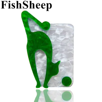 FishSheep Zelena Fox Broška Za Ženske In Moške Srčkan Plastičnih Geometrijske Živali Zatiči In Broške Značko Moda Broška Nakit Darilo