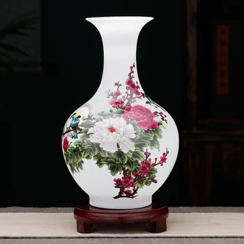 Stari ornament Jingdezhen keramične vaze luna cvet ptica vaza sodobne novi Kitajski dnevni sobi vina kabineta, dekoracijo