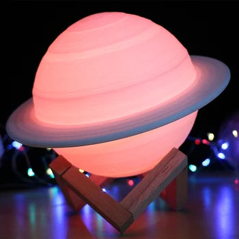 2021 NOVO Dropship Akumulatorska 3D Tiskanja Saturn Lučka Noč Svetlobe z 2Colors 3colors 16Colors Daljinsko Darila
