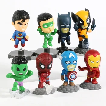 VROČE Avengers Junakov Kapetan Ameriške Hulk X-men Spiderman Mini PVC Akcijska Figura, Igrače, Lutke 8pcs/set