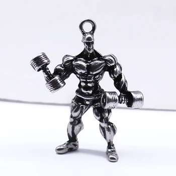 Vroče 3D kovinska Prevleka fitnes mišic moški obesek FIT DIY telovadnici bodybuilding nakit ogrlica keychain