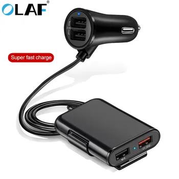 OLAF Hitro QC3.0 Avto Polnilnik, 2.4+3.1 4 Vrata USB z Podaljšek Kabel za Zadnji Sedež Napolnite Z Posnetek, iphone, pametni telefon