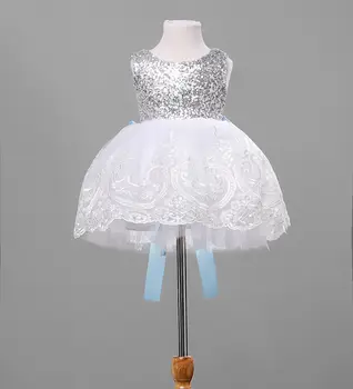 Princesa Baby Dekle Bowknot Čipke Cvetlični Obleko Božično Zabavo, Obleke Malčka Otroci Sequins Žogo Obleke Otrok Obleko