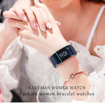 Ženske Zapestnica Obleko Ure Črne Nerjaveče Jeklo, Nepremočljiva 2020 Top Blagovne Znamke Luksuzni Digitalni Reloj Mujer Dame Watch Za Ženske