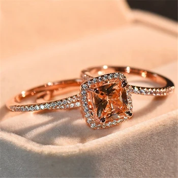 18K Zlato je Povečal Diamond Ring Set za Ženske tri kos Bizuteria Gemstone Anillos poročni Prstan z box fine topaz peridot nakit