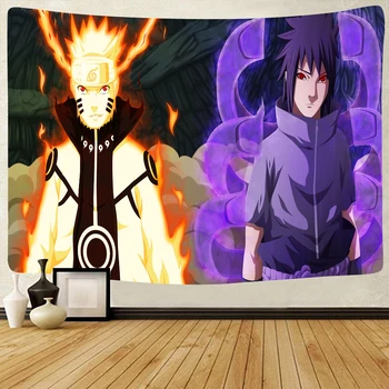 Anime Naruto Ekipa Kakashi Natisnjeni Doma Dekor Tapiserija Steni Visi Listi Piknik Odejo Hipi Macrame Psihedelični Tapiserija