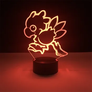 Otrok Lučka Final Fantasy Chocobo Led Nočna Lučka 7/16 se Spremeni barva LED Spalnica Dekorativni namizne Svetilke 3D Svetlobe Igro Darila