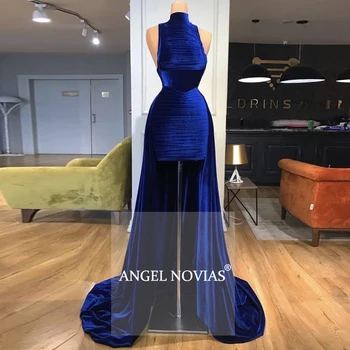 Angel Novias Dolgo Elegantno Kraljevsko Modra arabski Abendkleider Večerno Obleko 2020, z Rezanimi Stranka Obleko Vestidos De Noche