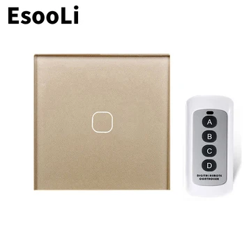 EsooLi Gold smart Stikalo 1/2/3 Banda 1 Način, EU/UK Standard Dotik Stikala Steno Svetlobe Brezžični Daljinski upravljalnik Zaslona na Dotik Stikala