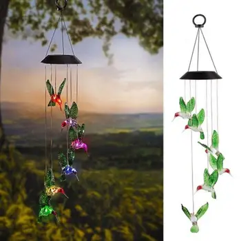 Sonce Cvet Ustvarjalni Veter Zvonec, Luč, Ki Visi Niz Luči, Solar Powered Moda Prostem Wind Chime Lahka Nepremočljiva Hummingbird