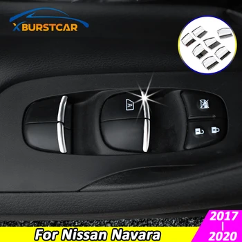 Xburstcar 7Pcs/Set ABS Chrome Avtomobilska Vrata, Okna Preklopite Dvigala Gumb Kritje Trim Nalepke za Nissan Navara 2017 2018 2019 2020