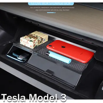 Za Tesla Model 3 2018-2020 Avto Centralne armrest Polje Nalaganje Tidying Škatle za Rokavice Dvojni Nadstropni Non-Slip