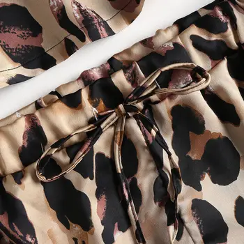 2PCS Novih Eksotičnih Oblačila Modne Ženske Saten Nightgown Sleepwear ženske Seksi leopard Pižamo Določa Perilo More