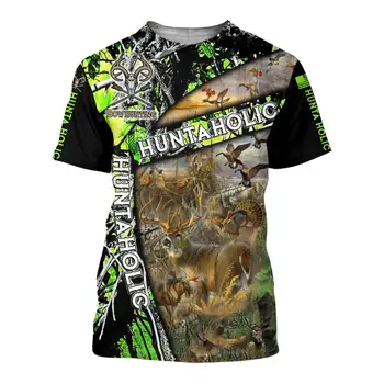 Lov na Jelena Camo 3D Tiskanih Živali Mens t shirt Harajuku poletje Unisex majica Priložnostne T-shirt vrh Padec ladijskega prometa KJ055