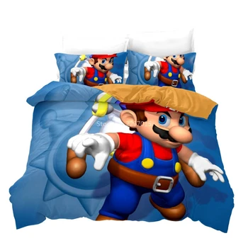 Vroče Igre Super Mario Odyssey 3d Cartoon Rjuhe Kritje Nastavite z Prevleke En Dvojni Dvojček Polno Kraljica Kralj Velikost Soba Dekor