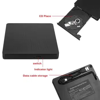 USB 3.0 Tip-C Zunanje DVD Pogon Optični Pogon CD-ROM Predvajalnik CD-RW Gorilnika Pisatelj Bralca Diktafon Portatil za Prenosni računalnik Windows PC