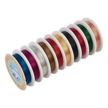 10rolls/skupina Mix Barve Bakrene Žice, Nakit 0,2 mm 0,3 mm 0,4 mm 0,5 mm 0,6 mm 0,8 mm 1,0 mm za nakit, izdelava DIY Dodatki