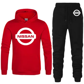Hoodies Moških Nissan Avto Logotip, ki je Natisnjena unisex Majica Fashion Moški pulover s kapuco hip hop harajuku Priložnostne Runo Kapuco in Hlače Obleko 2Pcs