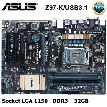 Asus Z97-K/USB3.1 Motherboard 1150 LGA DDR3 Intel Z97 Core i7/i5/i3 Namizje Asus Z97 Mainboard Asus Z97-K/USB3.1 1150 DDR3 ATX