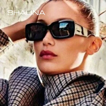 SHAUNA Retro Majhen Pravokotnik sončna Očala Ženske Ins Priljubljena Kovine, Spona Moški Modni Odtenki UV400