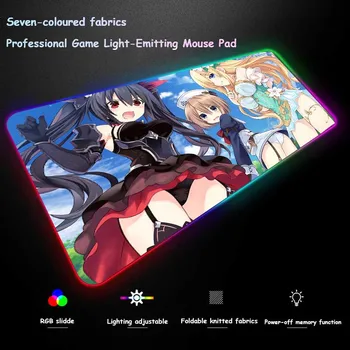 XGZ Velike RGB Anime Gaming Svetlobna Mouse Pad Black Zaklepanje Rob Strip Seksi Loli Krilo Meri Računalniški Mizi Mat Gume Non-slip Xxl