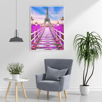 5D Diamond Slikarstvo Pokrajino Navzkrižno Šiv Eiffell Stolp, ki je Poln Krog, Kvadrat Diamond Mozaik Vezenje Parizu Sliko Okrasnih