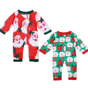 Božič Novorojenček Dojenček Fant Dekle Santa Snjegović Dolg Rokav Romper Obleke Otroška Oblačila Božič